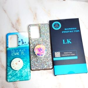 Samsung galaxy ultra 20 2 cases with popsocket and 1 screen protector 🔥 5/$25
